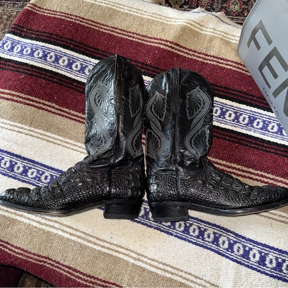 El General Black Embossed Cowboy Boots - Picture 8 of 11